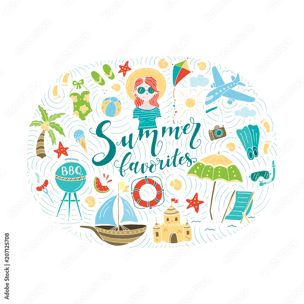 Vector  illustrations with summer elements