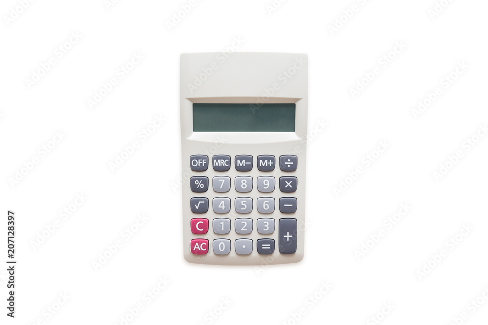 Top view of calculator isolated on a white background with clipping path. Top view of calculator isolated on a white background with clipping path.