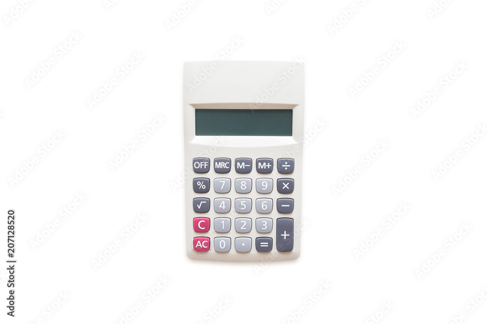 Top view of calculator isolated on a white background with clipping path. Top view of calculator isolated on a white background with clipping path.