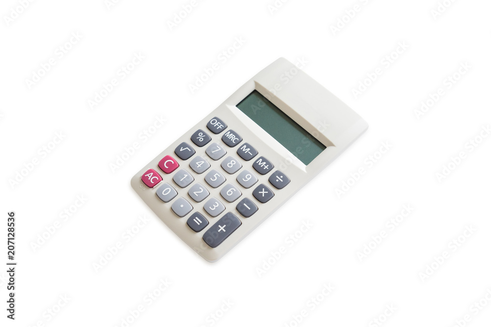 Top view of calculator isolated on a white background with clipping path. Top view of calculator isolated on a white background with clipping path.