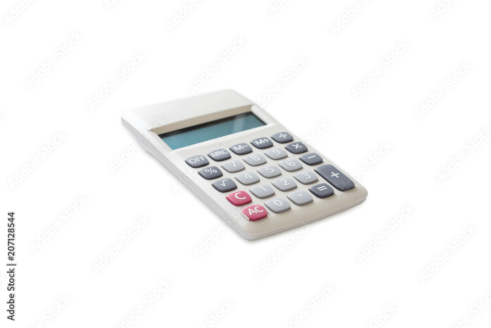 Top view of calculator isolated on a white background with clipping path. Top view of calculator isolated on a white background with clipping path.