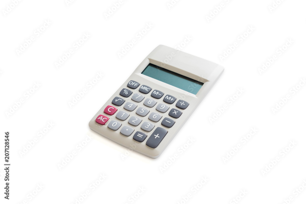 Top view of calculator isolated on a white background with clipping path. Top view of calculator isolated on a white background with clipping path.