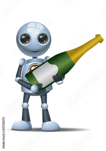 little robot hold champagne bottle photo