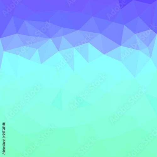 Blue Polygonal space for your design. Space for headline or product. Low Poly. Mesh of triangles. Green texture.