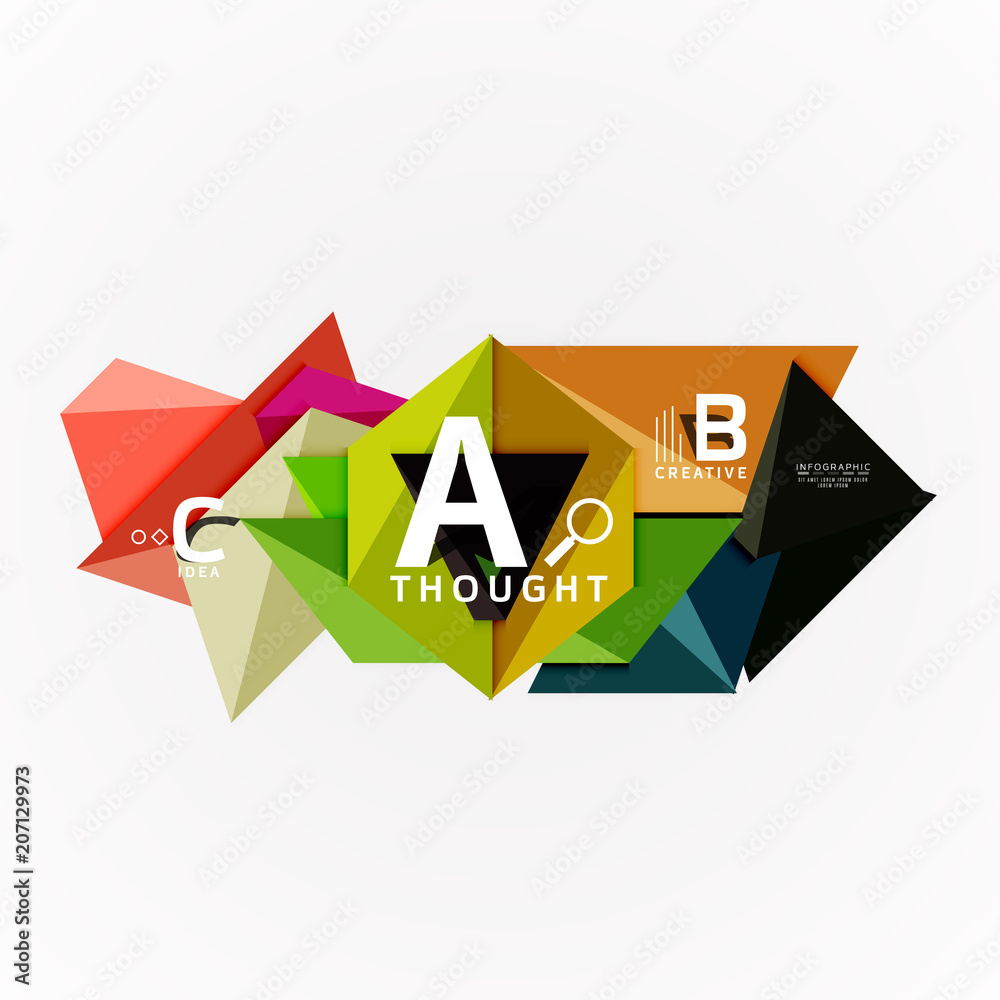 Abstract geometric option infographic banners, a b c steps process Abstract geometric option infographic banners, a b c steps process