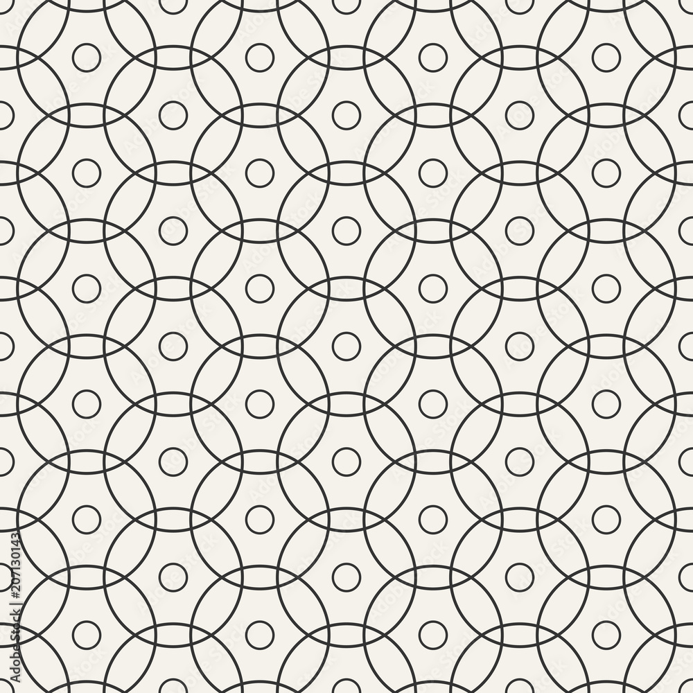 Naklejka premium Seamless pattern with intersecting circles.