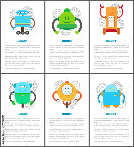 Robot and Innovation Set Vector Illustration