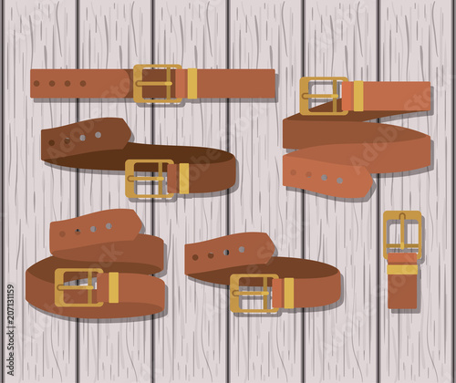 set belts masculine icons vector illustration design vector illustration design