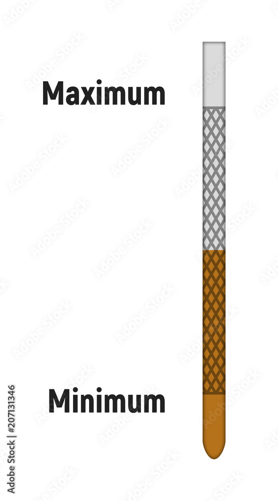 Oil dipstick. Measurements. Vector illustration. Transport industry