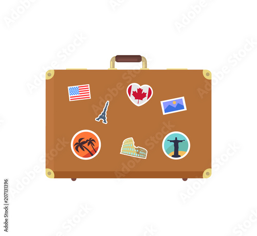 Closed Leather Vintage Suitcase Decorative Memory