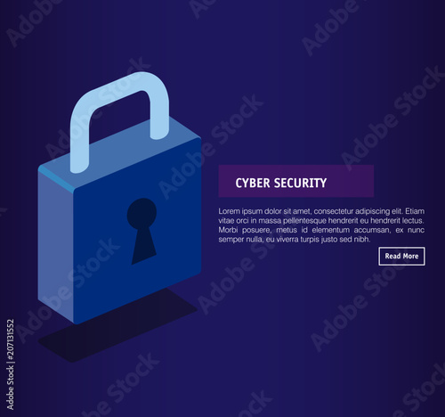 isometric padlock cyber security vector illustration design