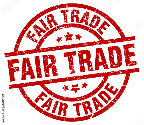 fair trade round red grunge stamp