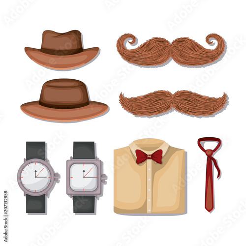set male accessories icons vector illustration design