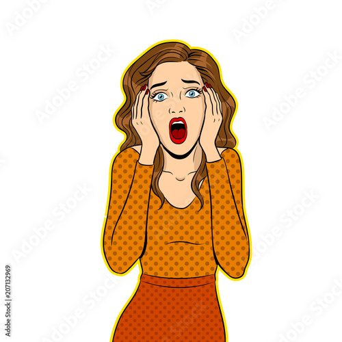 Scream woman pop art vector illustration