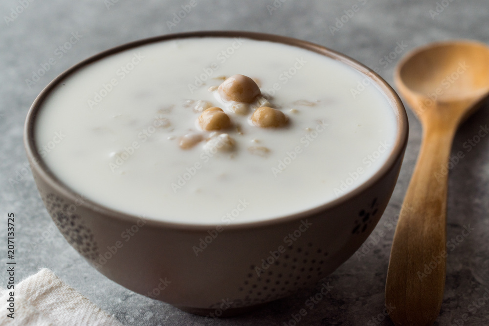 Cold Yogurt Soup with Chickpeas and Wheat Seeds / Ayran asi Corbasi / Tzatziki Cold Yogurt Soup with Chickpeas and Wheat Seeds / Ayran asi Corbasi / Tzatziki