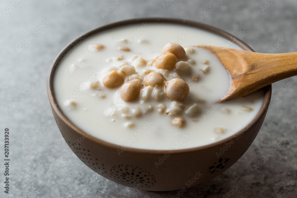 Cold Yogurt Soup with Chickpeas and Wheat Seeds / Ayran asi Corbasi / Tzatziki Cold Yogurt Soup with Chickpeas and Wheat Seeds / Ayran asi Corbasi / Tzatziki