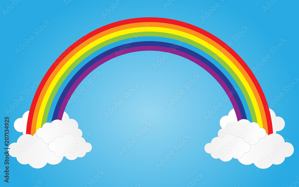 rainbow on blue sky with clouds,vector illustration rainbow on blue sky with clouds,vector illustration