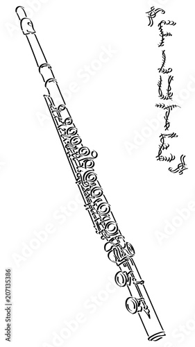 Vector abstract illustration drawing of flute.