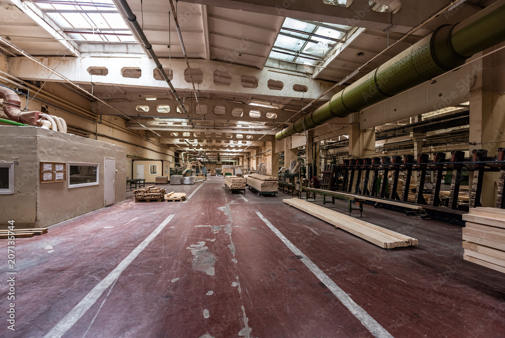 Workshop of the woodworking plant