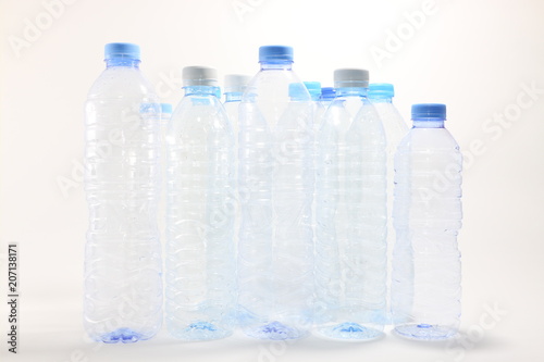 Close up of plastic bottle, Water Bottle, Packing, recyclable waste isolated on white background.