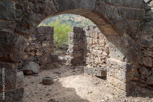 The remains  of an oil refinery on the ruins of the ancient Jewish city of Gamla on the Golan Heights destroyed by the armies of the Roman Empire in the 67th year AD, Israel photo