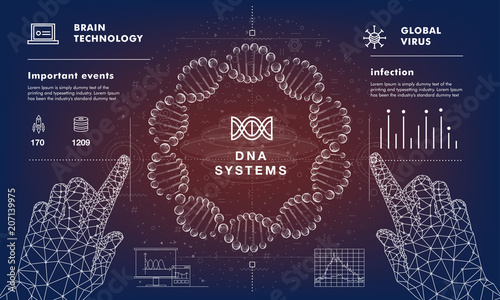 DNA analysis on medical systems development future industry.  Innovations program in intelligence learn. Trendy design in awesome really style.