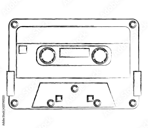 retro vintage cassette tape record music vector illustration sketch