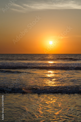 Beautiful scenic sunset at empty beach in Casamance region of Senegal  Africa