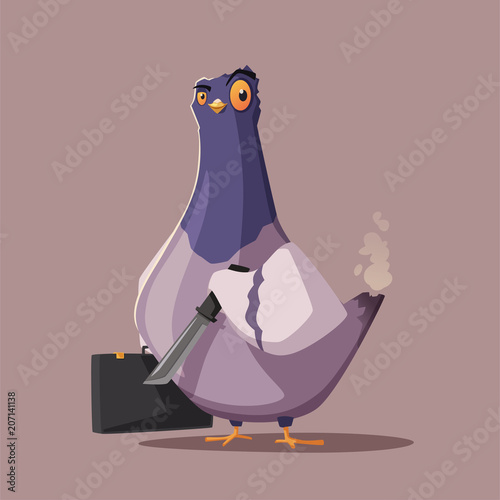 Thug life. Bandit pigeon. Criminal character. Cartoon vector illustration