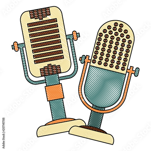 microphones music retro style vector illustration design
