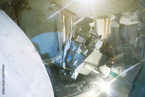 The descent space capsule of the spacecraft in the museum.