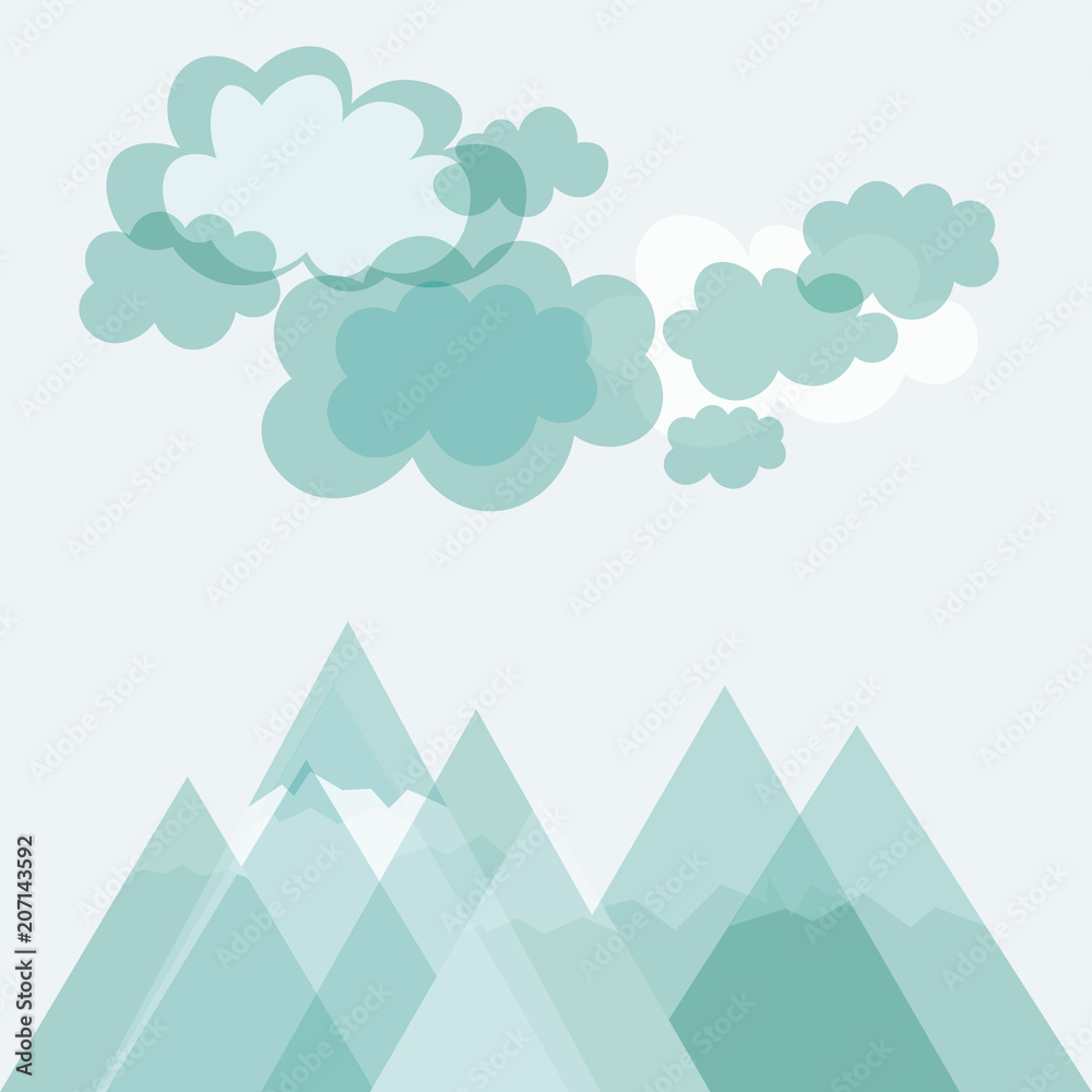 Mountains and cloudy sky, landscape background. Vector illustration. Mountains and cloudy sky, landscape background. Vector illustration.