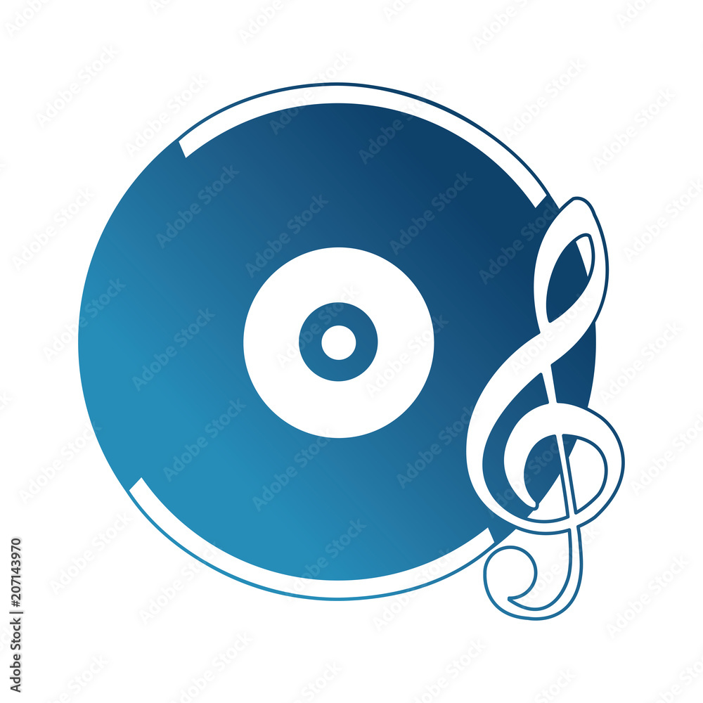 vinyl disk with music note retro vector illustration design