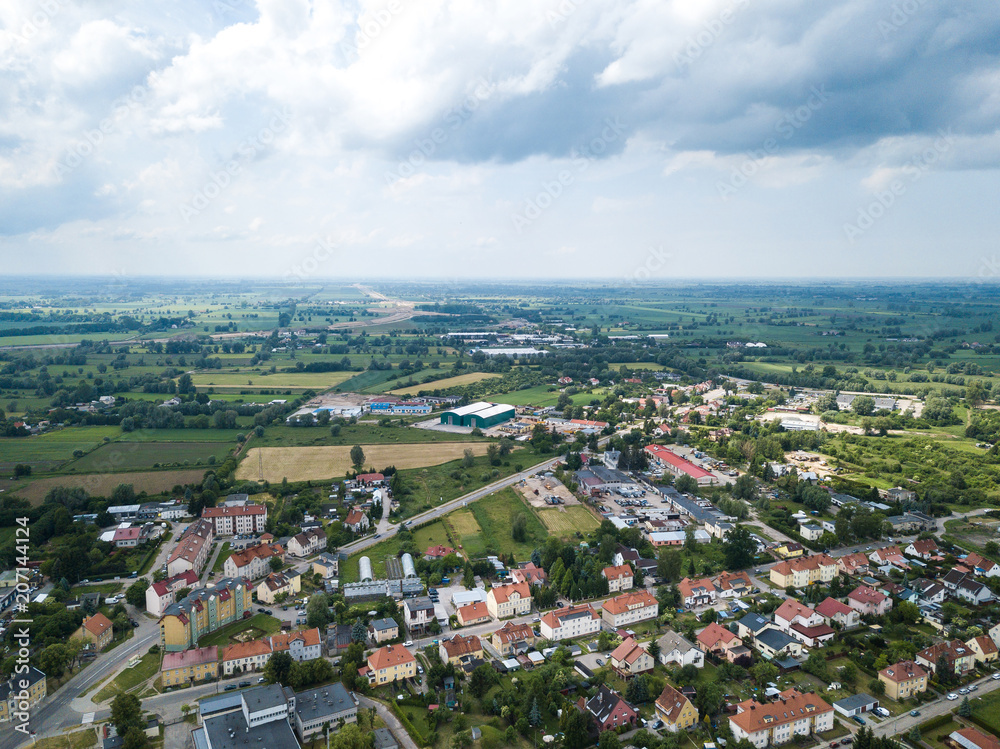Fototapeta premium Aerial: Cityscape of Elblag, Poland