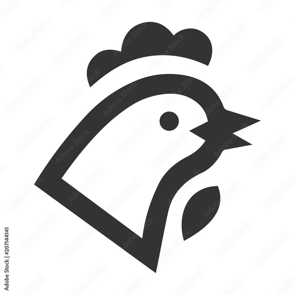 Курица, иконка. Черно белый плоский дизайн. Stock Vector | Adobe Stock
