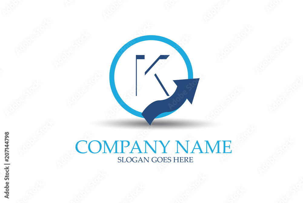 K Circle Arrow Letter Identity Logo Design Vector. K Circle Arrow Letter Identity Logo Design Vector.
