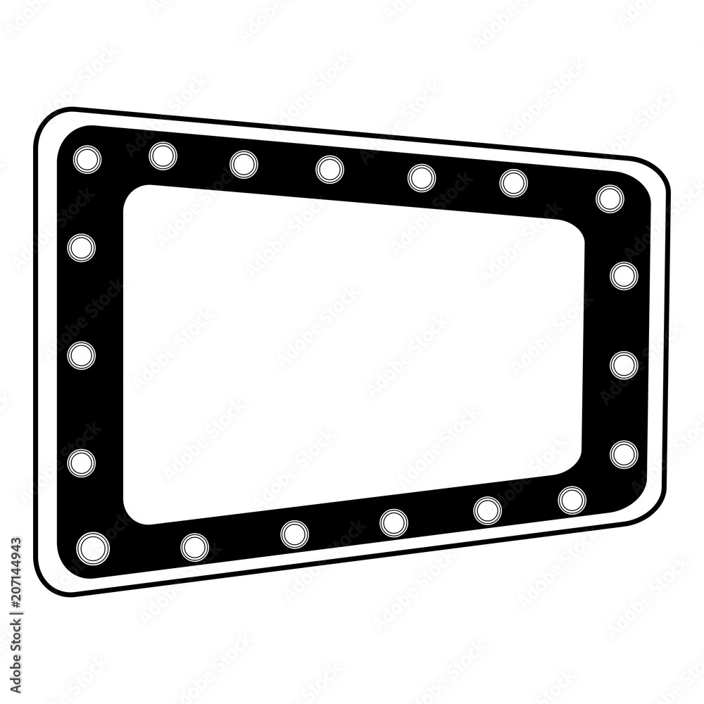 vintage billboard with lights empty vector illustration sketch black and white