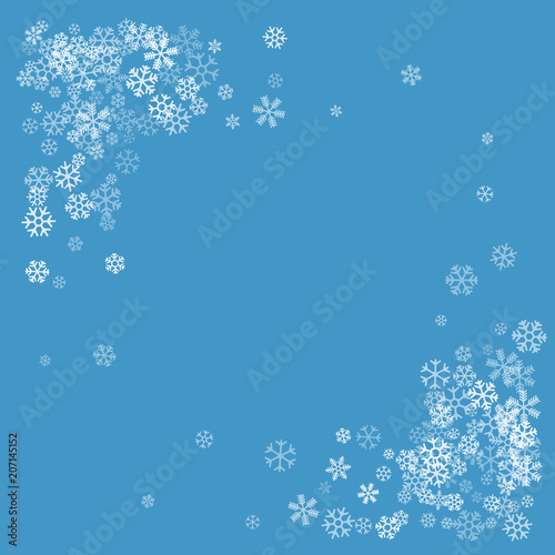 Frame or border of random scatter snowflakes