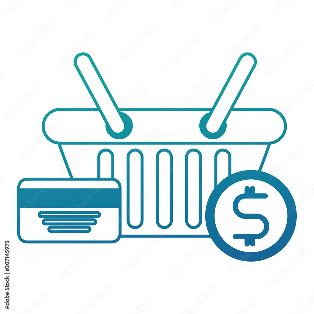 e-commerce shopping basket credit card and money vector illustration neon blue e-commerce shopping basket credit card and money vector illustration neon blue