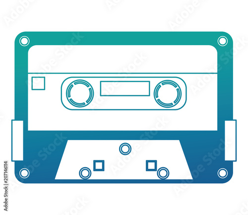 retro vintage cassette tape record music vector illustration neon blue