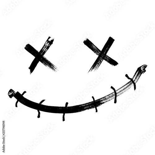 Vector Illustration big brush scary clown joker scarecrow smiley face 