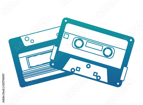 retro vintage cassette tape record music vector illustration neon blue