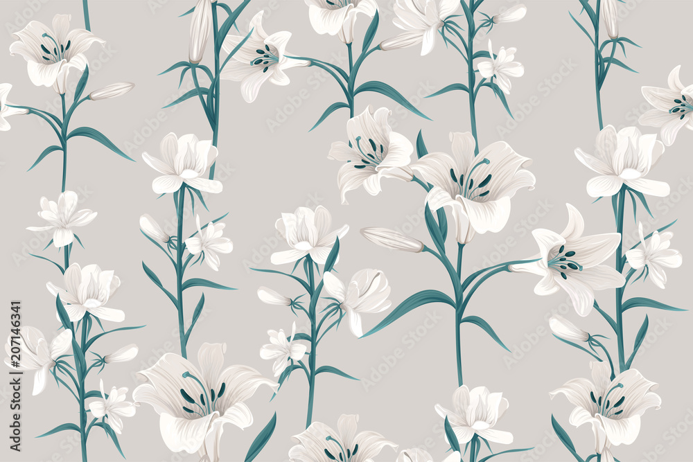 seamless pattern with white lilies seamless pattern with white lilies