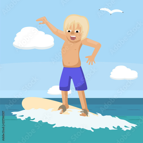 child learning surfing 