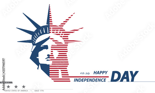 United States Independence Day Pattern of New York Sculpture. Statue of Liberty. National Symbol of America. Illustration, white background.presentation, corporate report, postcard,logo,banner,vector