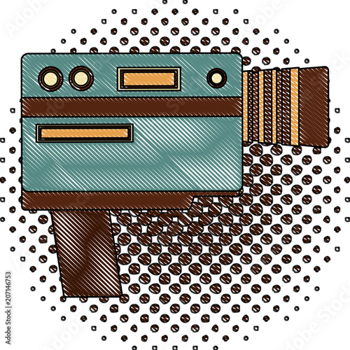 video camera device vintage image vector illustration  halftone drawing