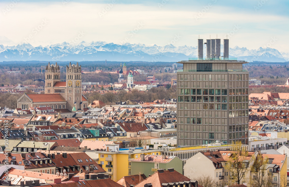 Aerial view over the city of Munich