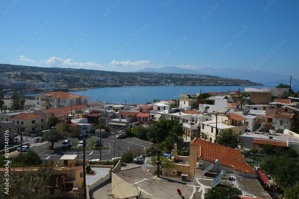 View of Rethymno city from medieval fortress walls, Crete, Greece