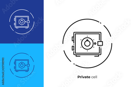 Safe deposit cell line art vector icon