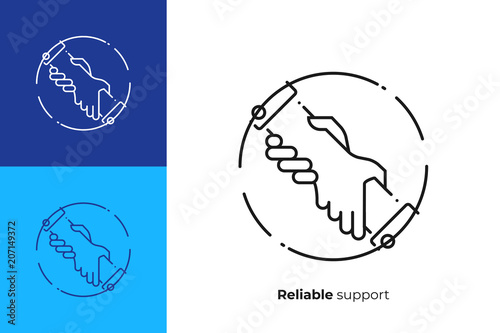 Helping hands line art vector icon